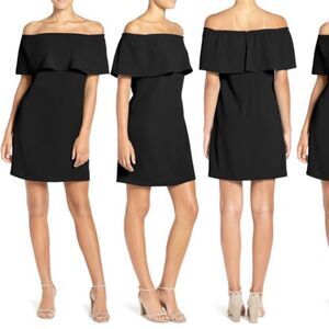 Host pick-NWOT Charles Henry Women Black Crepe Off-the-Shoulder Sheath Dress XS